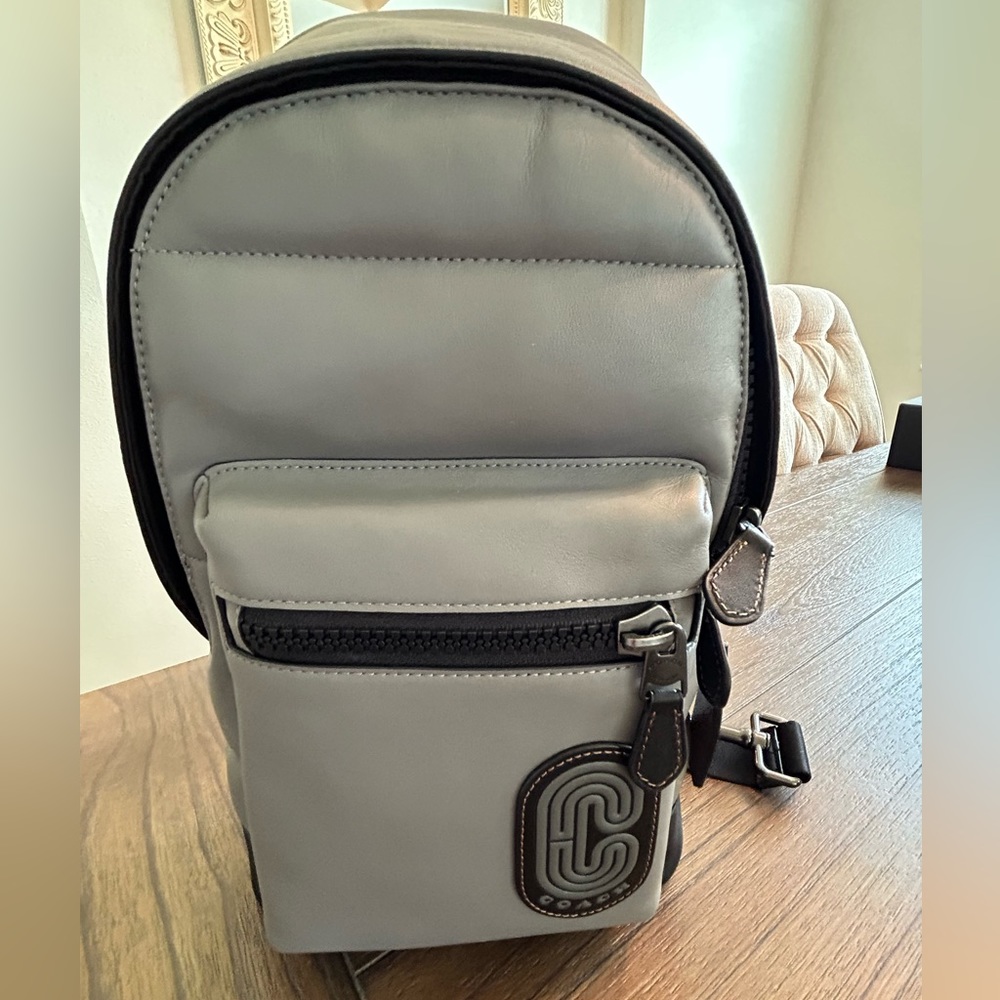 Grey and Black mini Coach backpack